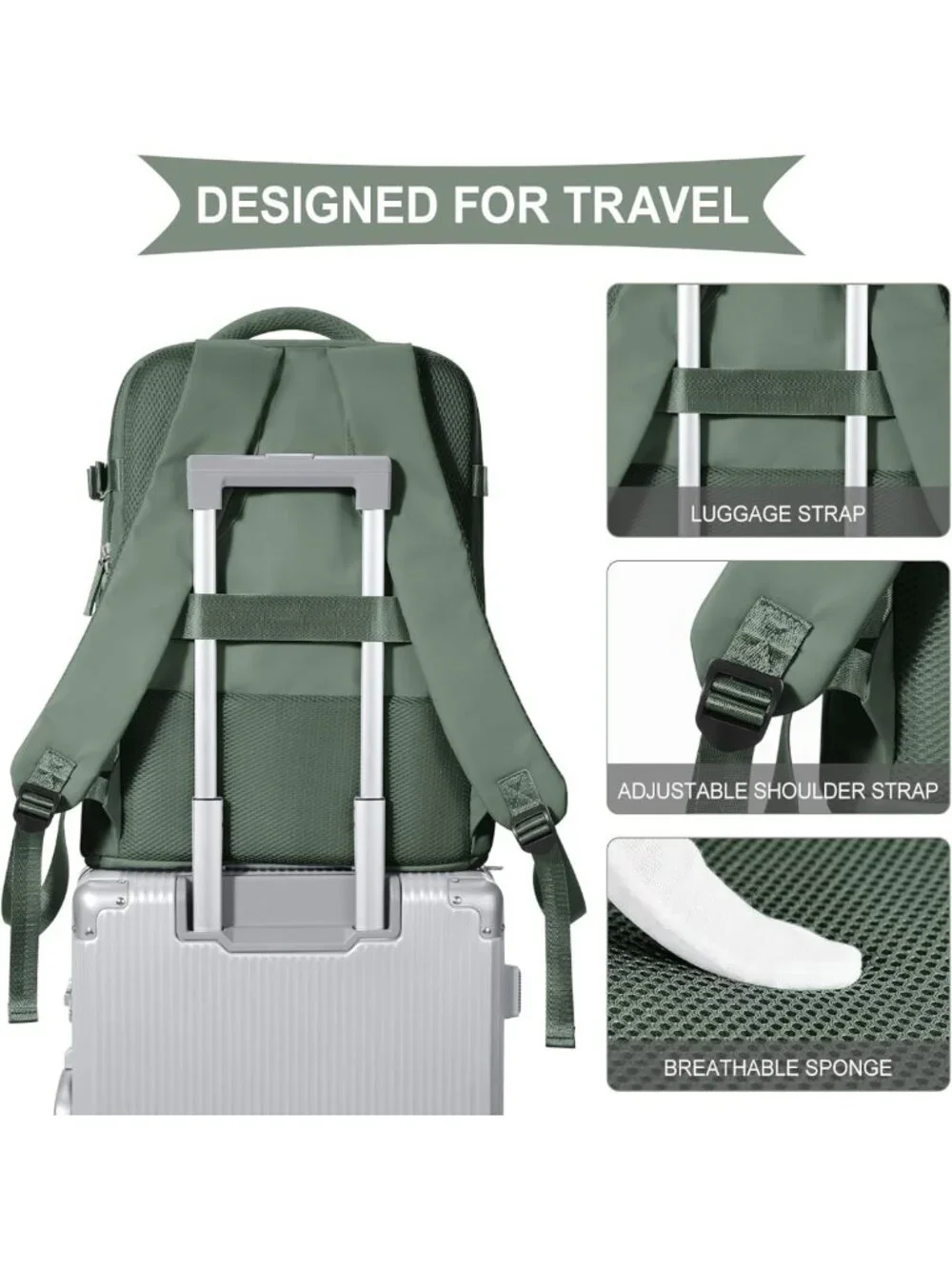 Waterproof Travel Backpack for Hiking & Outdoor Sports, Casual Daypack - Olive